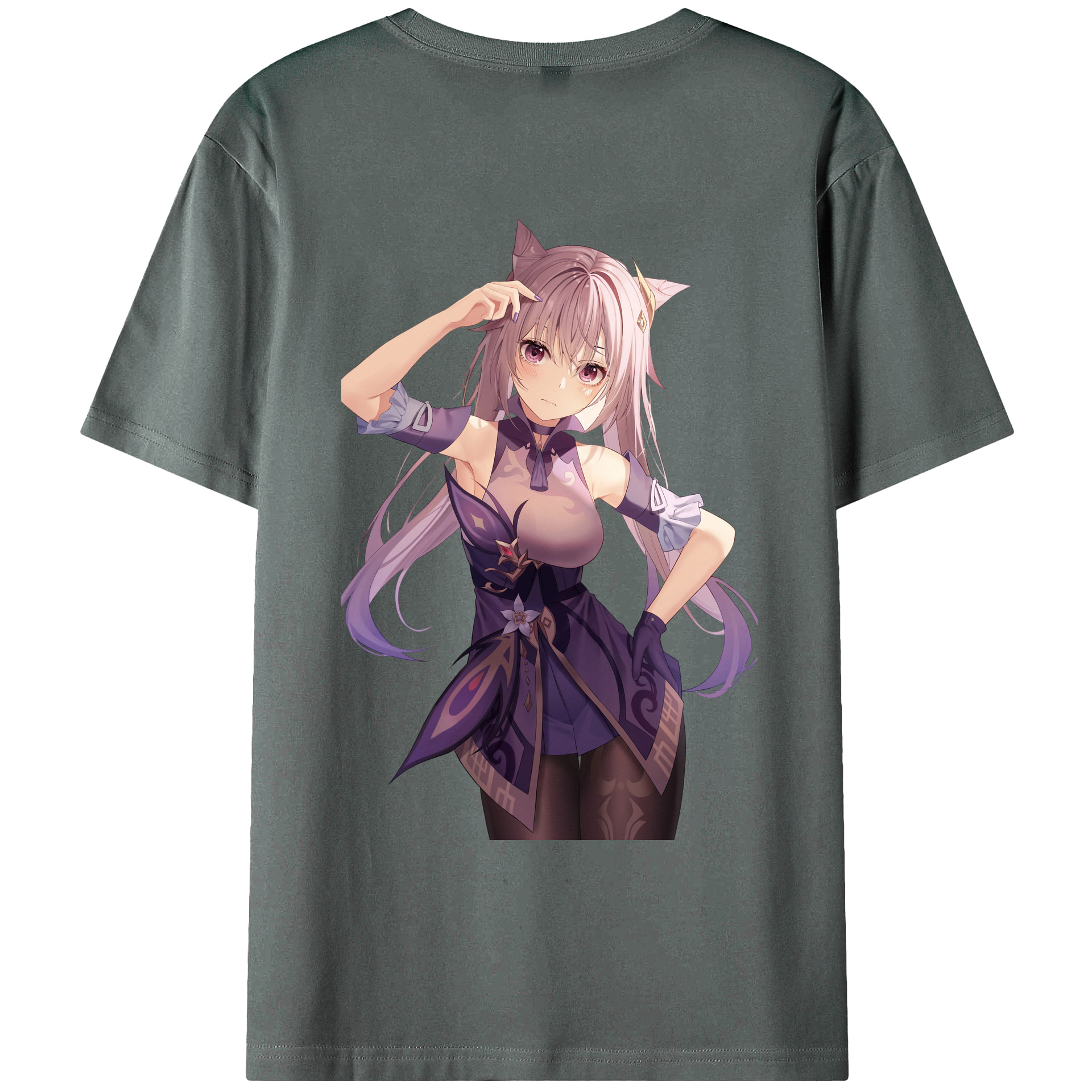 げんし神 刻晴 こくせい genshin Kokusei 綿100％ メンズ半袖Tシャツ（バックプリント） 通気性